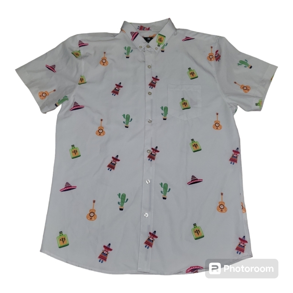 Mens visive fiesta‎ party button up shirt